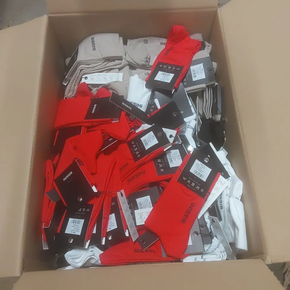 BOX TO CONTAIN A LARGE QUANTITY OF BRAND NEW PAIRS OF BISSINI CYCLING SOCKS - COLOURS AND SIZES VARY // 1 PAIR PER PACK