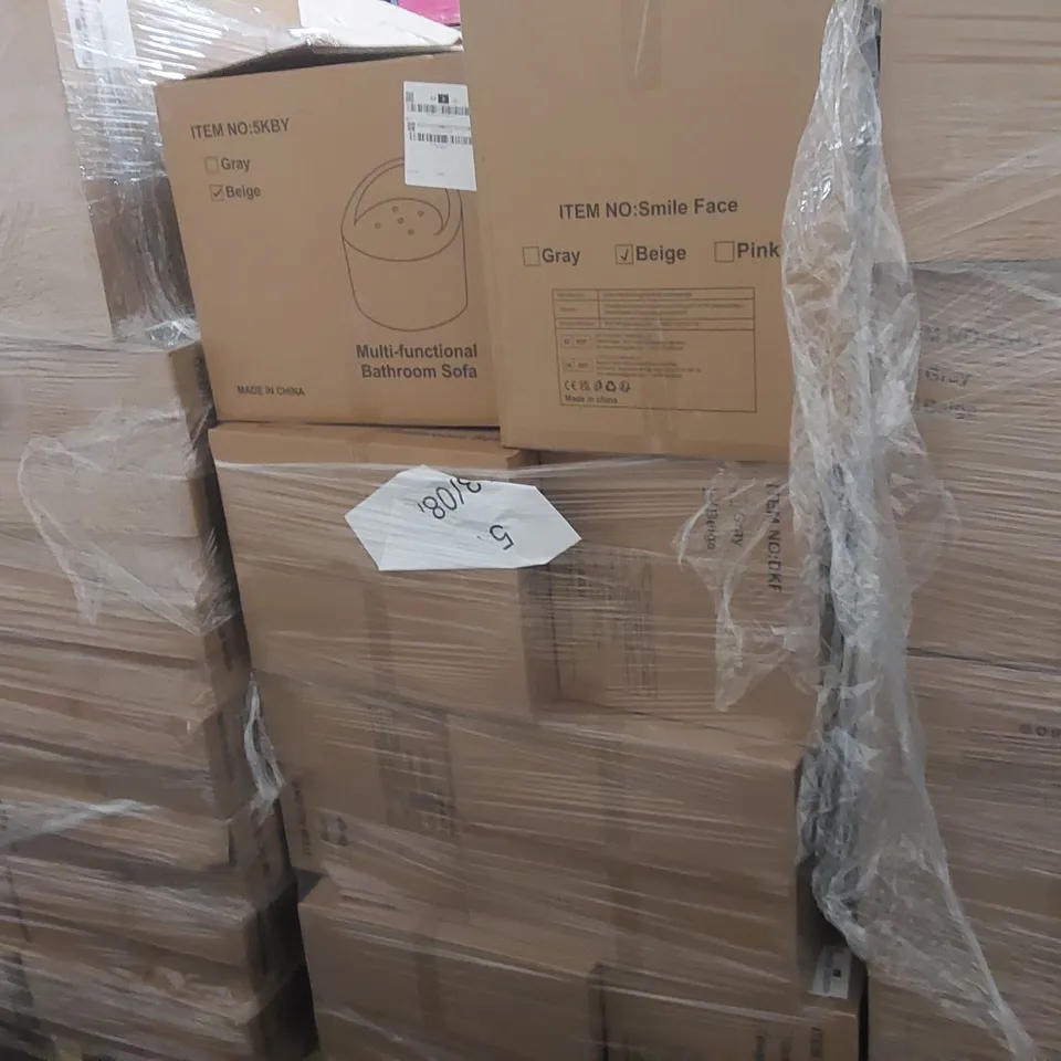 PALLET CONTAINING A LARGE QUANTITY OF MULTIFUNCTIONAL BATHROOM SOFAS, SMILE FACE BATHROOM SOFAS ECT