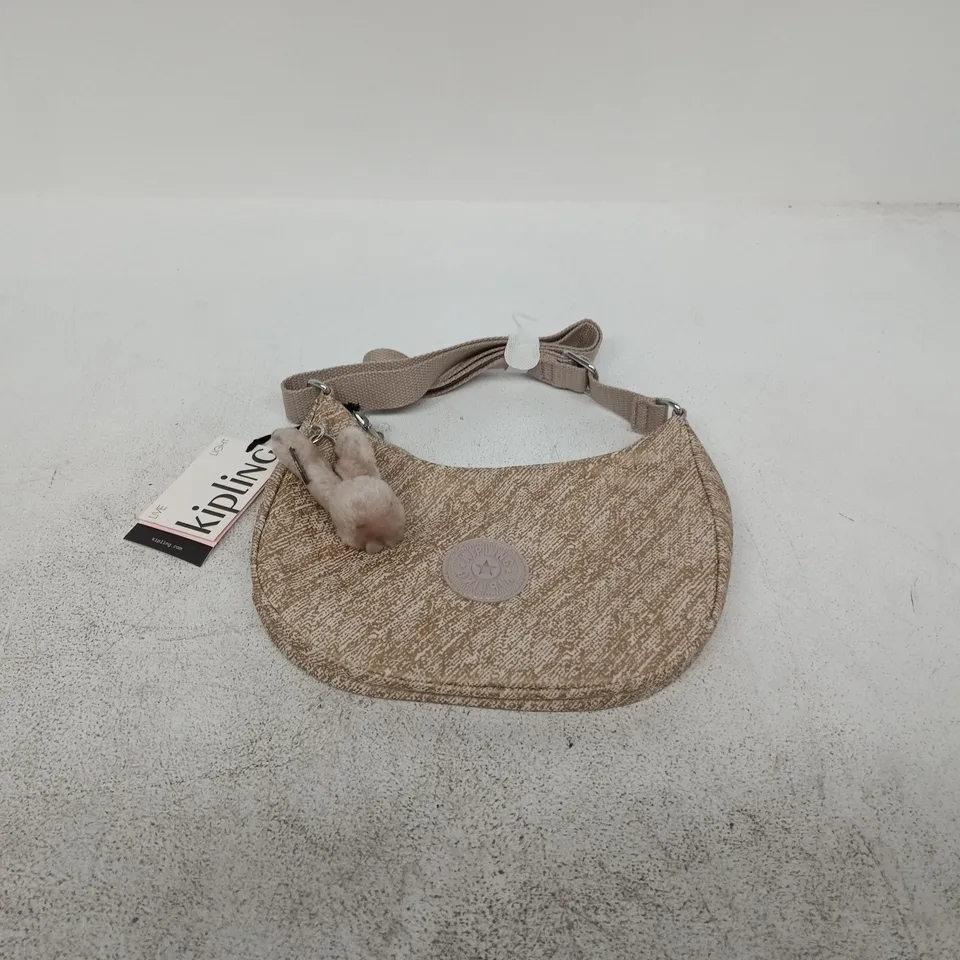 KIPLING CROSSBODY BAG – BRUSH OF GOLD, BEIGE TEXTURED FABRIC