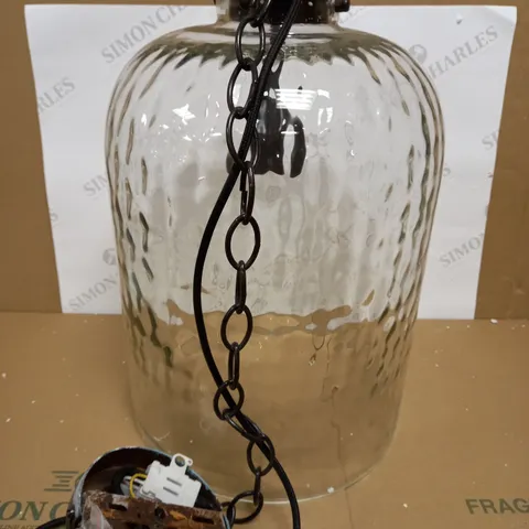 DAR LIGHTING TIGODA 1LT SINGLE PENDANT BRONZE AND GLASS LIGHT FIXTURE 