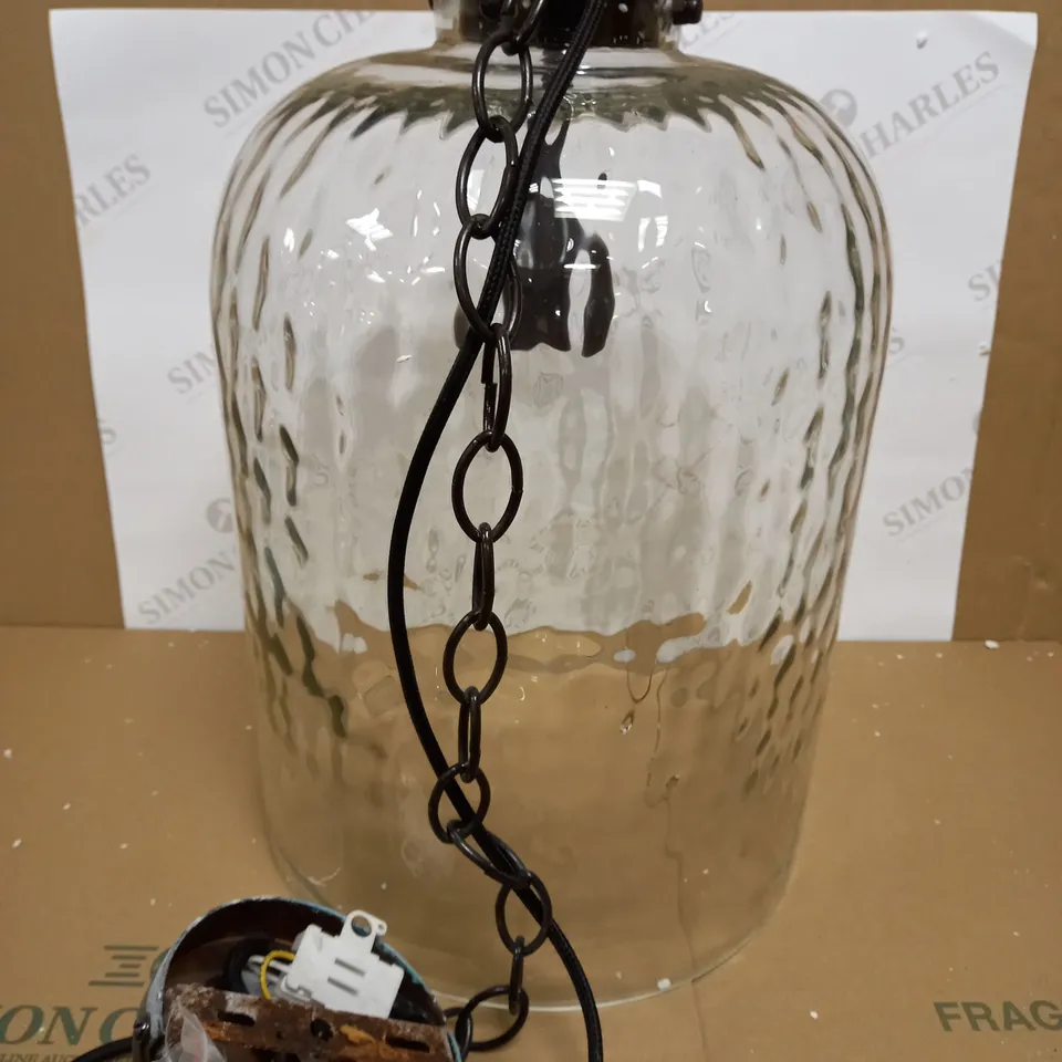 DAR LIGHTING TIGODA 1LT SINGLE PENDANT BRONZE AND GLASS LIGHT FIXTURE 