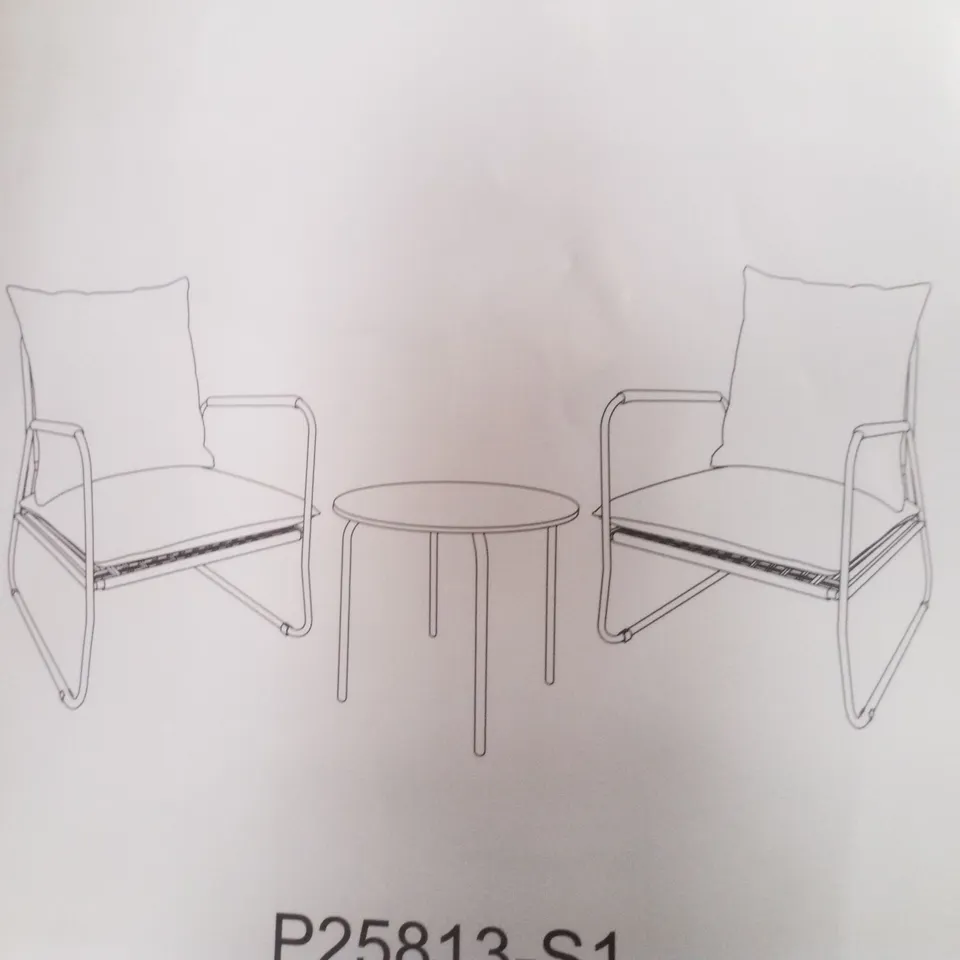 BOXED 3PCS BEIGE ROPE BISTRO CHAIR SET