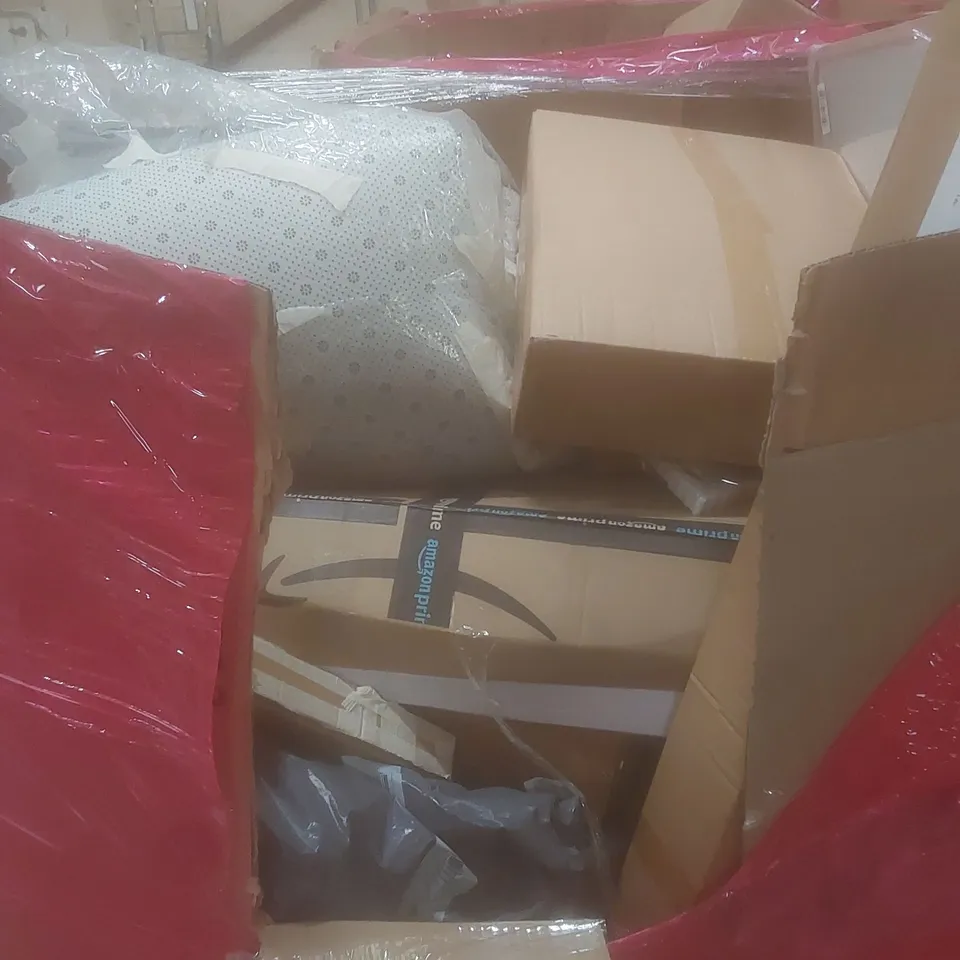 PALLET OF ASSORTED HOUSEHOLD ITEMS AND CONSUMER PRODUCTS TO INCLUDE; BOXED FURNITURE ETC 