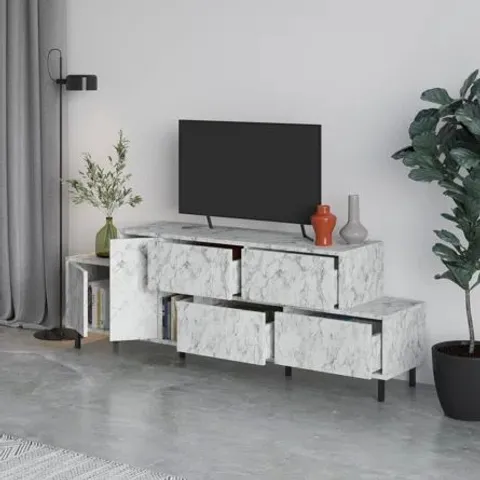 BOXED HERMES TV STAND - MARBLE EFFECT (2 BOXES)