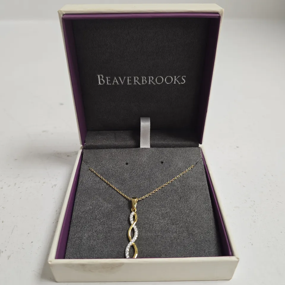 BEAVERBROOKS TWO-TONE INFINITY PENDANT NECKLACE – BOXED