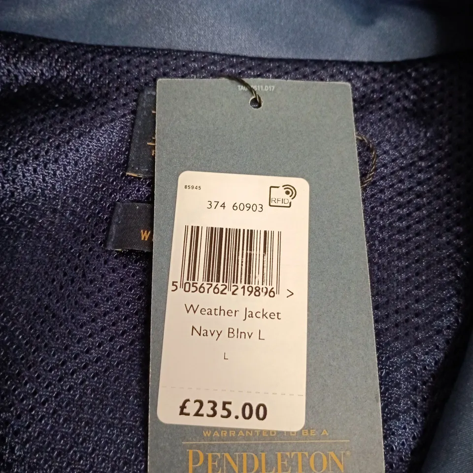 PENDLETON WEATHER JACKET – NAVY, THE JOURNEY WEST COLLECTION, UK SIZE L