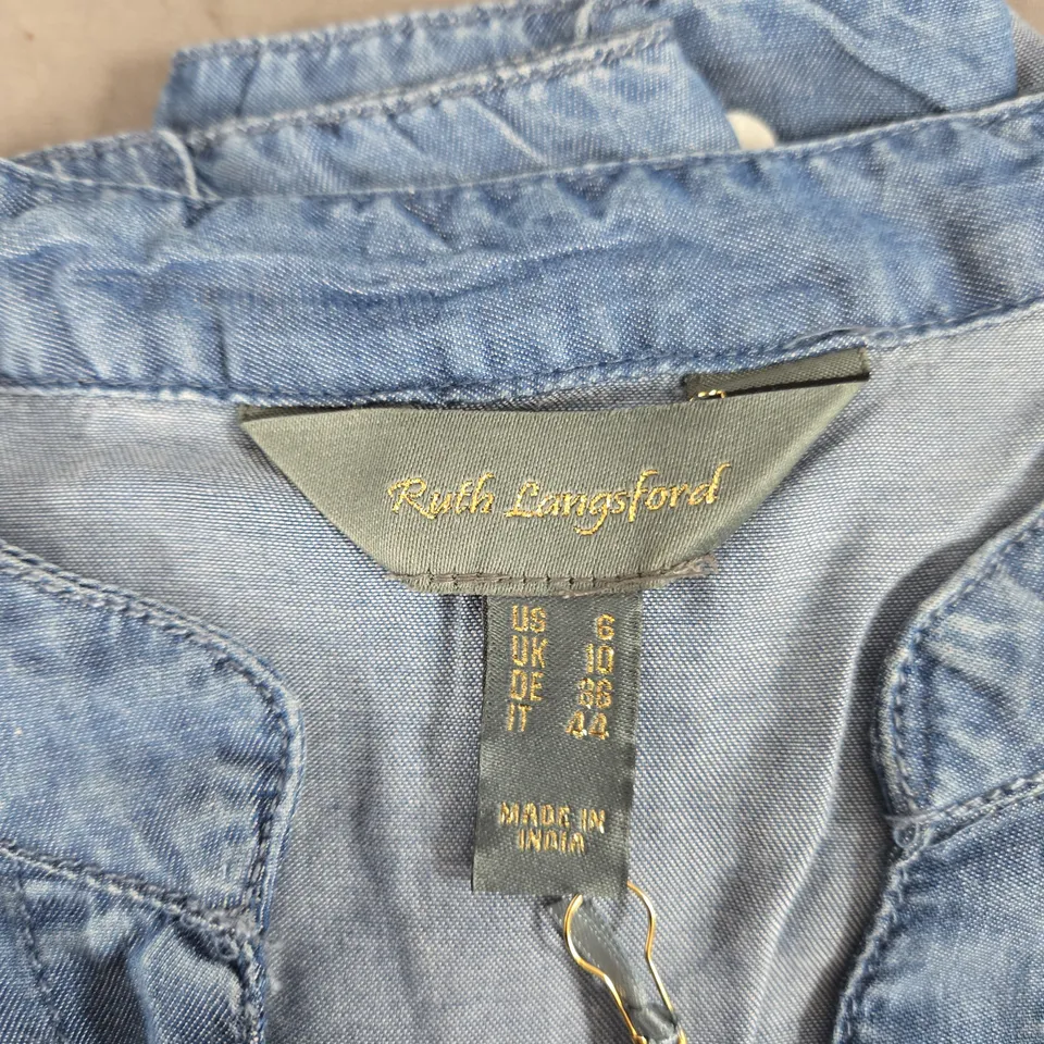 RUTH LANGFORD DENIM SHIRT – BLUE, UK 10 (US 6, DE 38) – WOMEN'S