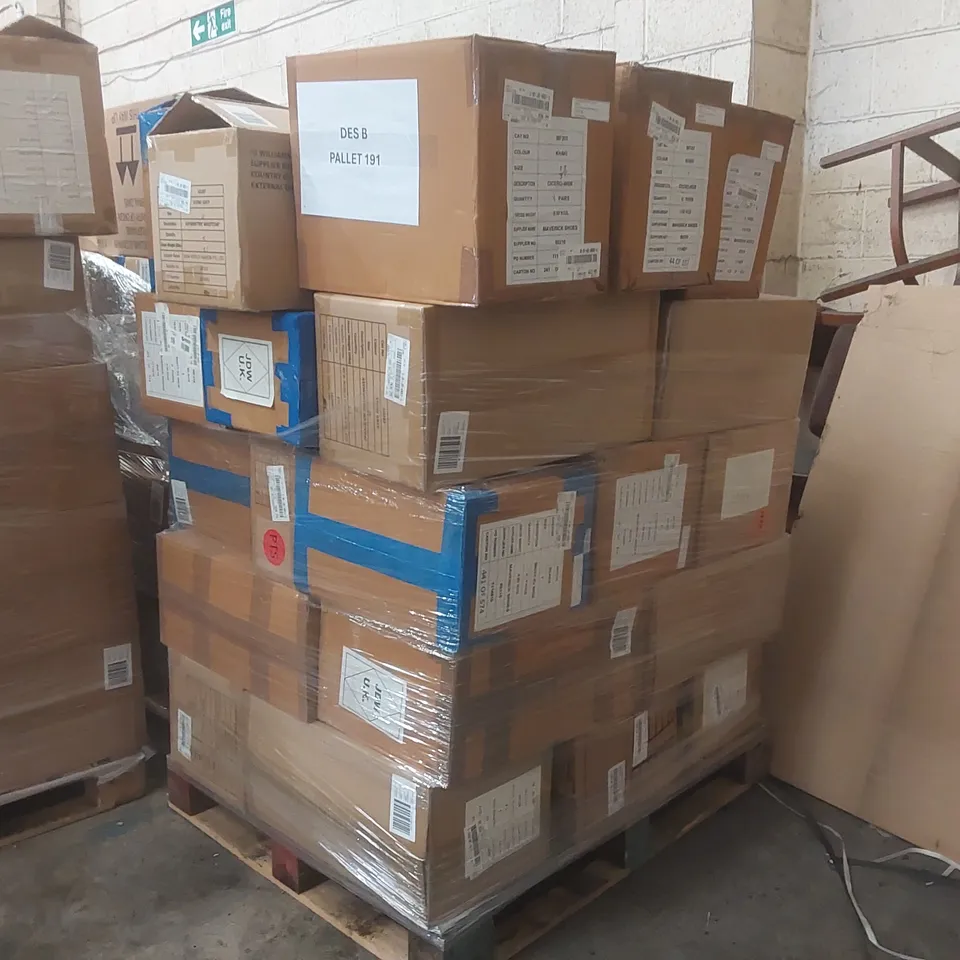 PALLET CONTAINING APPROXIMATELY 275x BRAND NEW ASSORTED DESIGNER CLOTHING ITEMS AND SHOES INCLUDING: JD WILLIAMS WAIST COATS, ANTHOLOGY SANDALS, SIMPLY BE SANDALS ECT