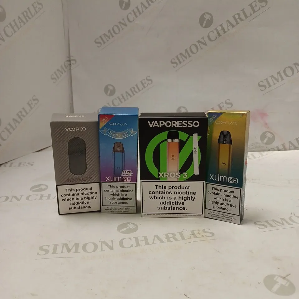 BOX OF APPROX 10 ITEMS TO INCLUDE VAPORESSO XROS 3, OXVA XLIM SE, VOOPOO ARGUS Z.