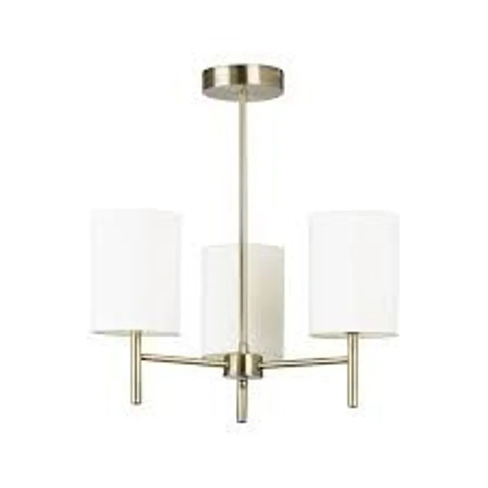 BOXED ENDON 3 LIGHT CEILING FITTING IN ANTIQUE BRASS