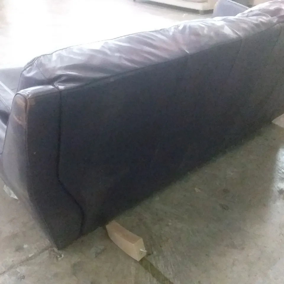 QUALITY DESIGNER FELLINI 3 SEATER - DARK PURPLE LEATHER 