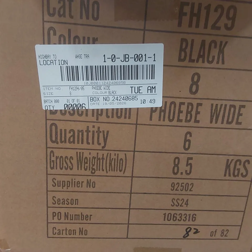 BOX CONTAINING APPROXIMATELY 6x BRAND NEW SIMPLY BE BLACK PHEOBE WIDE SANDALS - SIZE 8