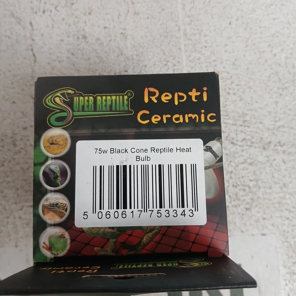 REPTI CERAMIC 75W BLACK CONE REPTILE HEAT BULB – SUPER REPTILE BOX OF APPROXIMATELY 45