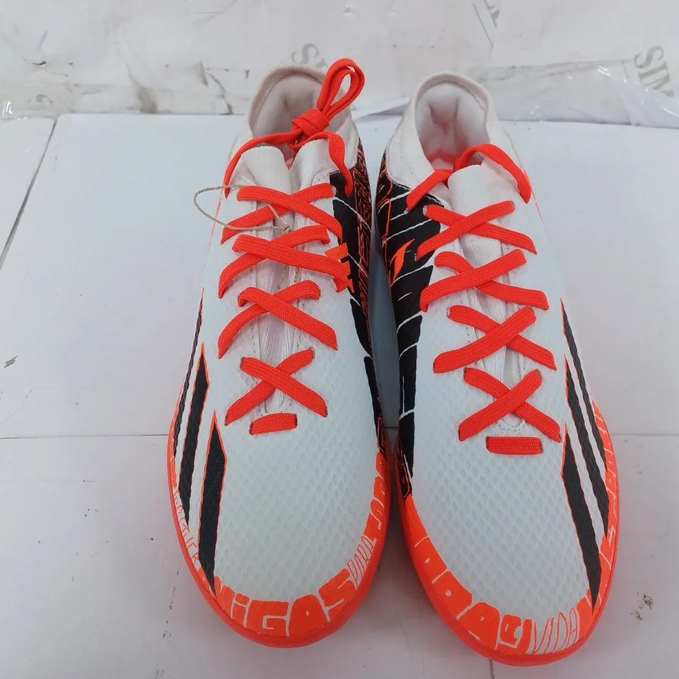 PAIR OF ADIDAS X MESSI.3 TF BOOTS IN WHITE/BLACK/RED - SIXE 5.5