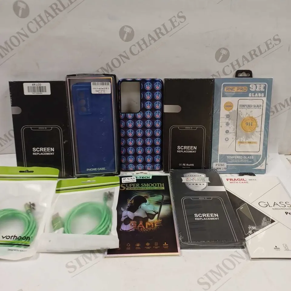 LOT TO CONTAIN APPROX 20 X ASSORTED PHONE ACCESSORIES, INCLUDES PHONE CASES, CHARGES & SCREEN PROTECTORS