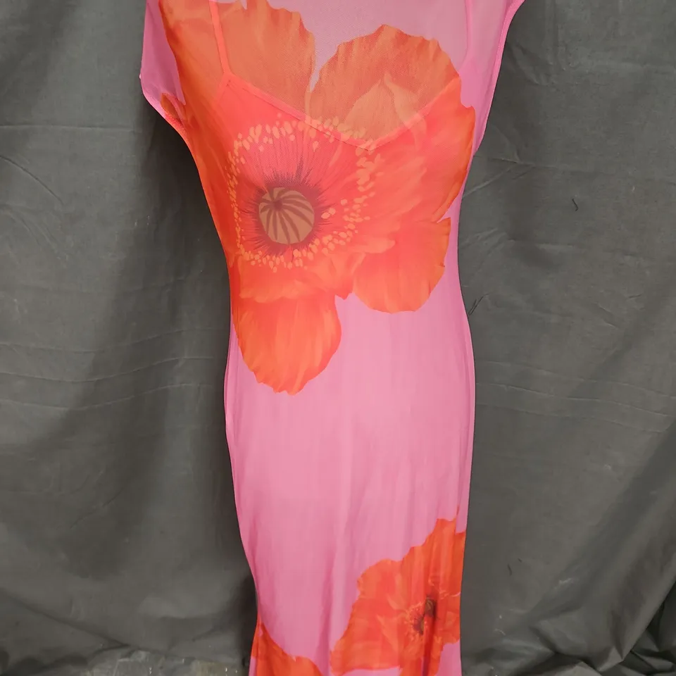 NEVER FULLY DRESSED SLEEVELESS MESH DRESS IN PINK POPPY SIZE 12