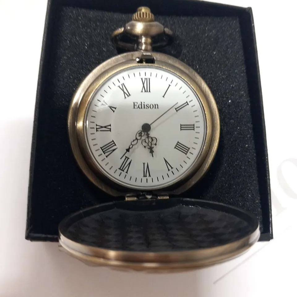 MENS EDISON POCKET WATCH WITH CHAIN – BRAND NEW IN BOX