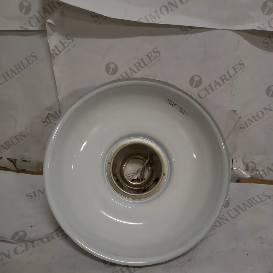 ENDON 79491 HENLEY 1 LIGHT CEILING PENDANT IN GLOSS VINTAGE WHITE AND SATIN NICKEL PLATE