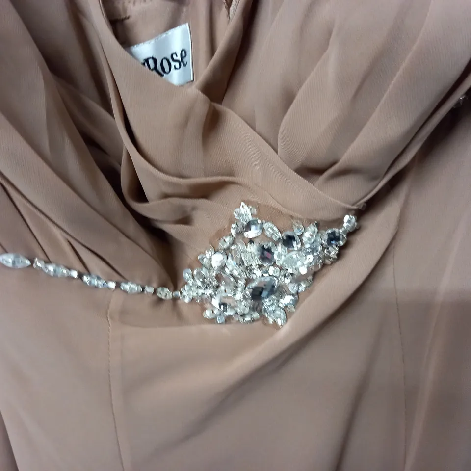 EBONY ROSE EMBELLISHED DRESS IN LATTE - 10