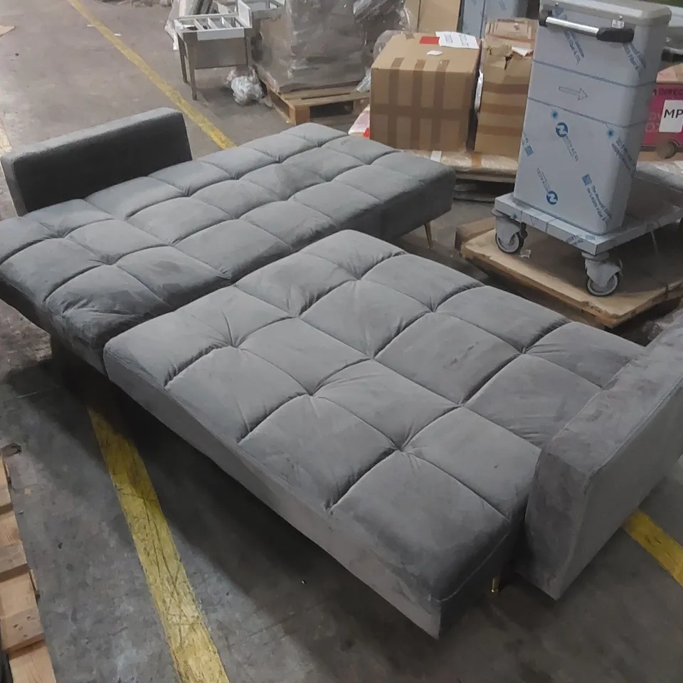 QUALITY DESIGNER SHIFLET UPHOLSTERED GREY VELVET CORNER SOFA