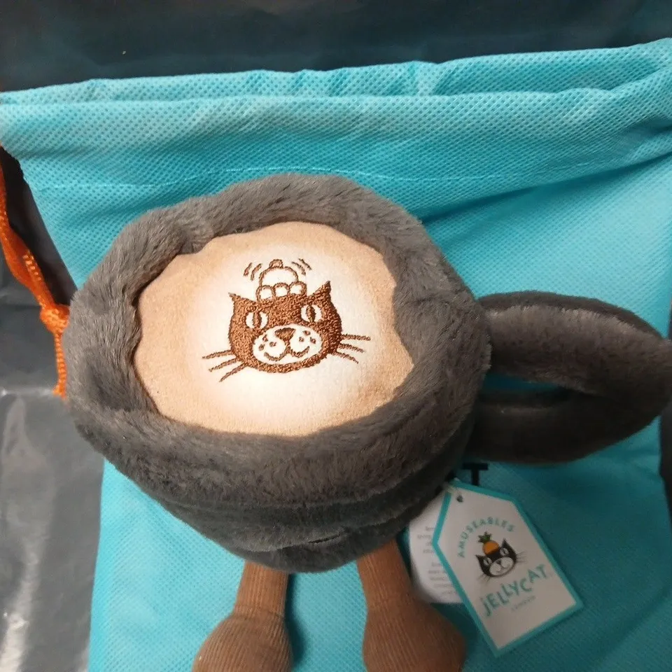 JELLYCAT AMUSEABLES COFFEE CUP PLUSH TOY IN GREY WITH TAGS
