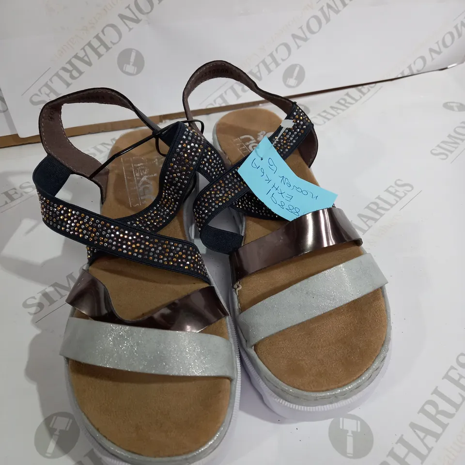 PAIR OF RIEKER SILVER SPARKLE WEDGES - SIZE 7