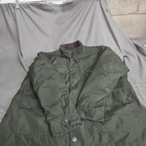 BARBOUR INTERNATIONAL OLIVE WAXED JACKET – XL – WATERPROOF & BREATHABLE