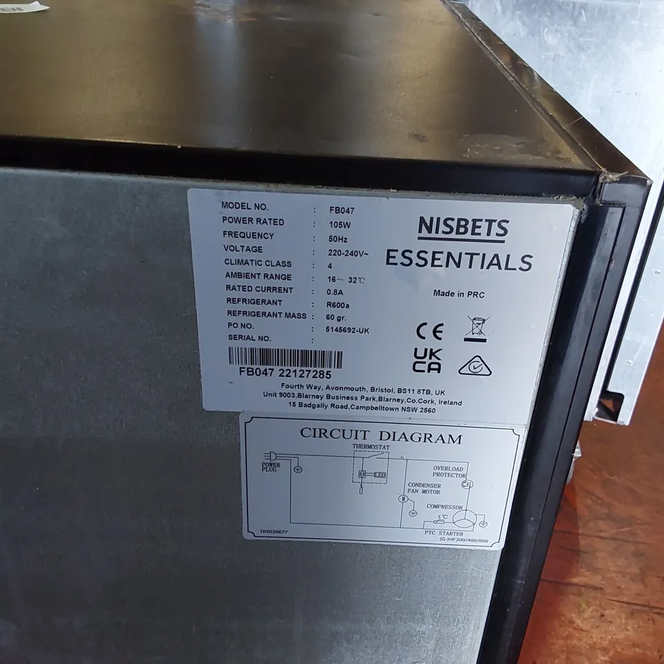 NISBETS ESSENTIALS UNDERCOUNTER FREEZER FB047