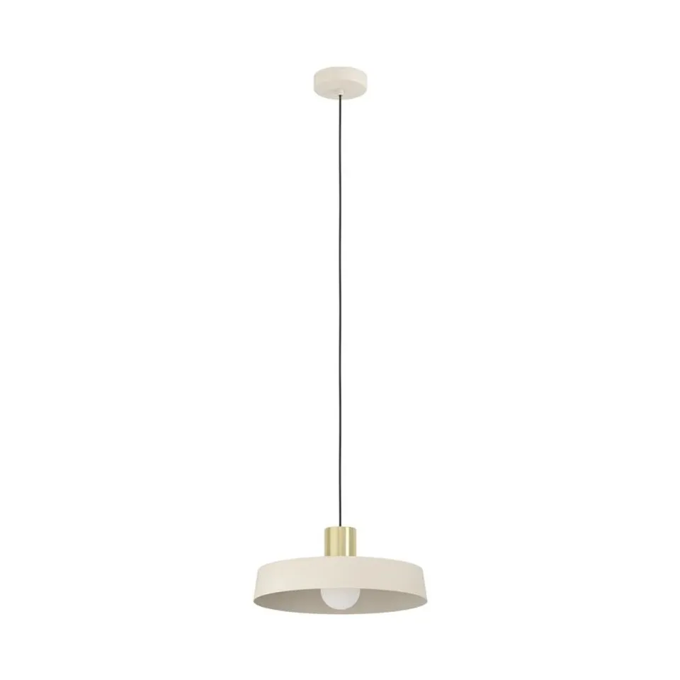BOXED EGLO VALDIOLA SANDY-COLOURED ROUND STEEL SINGLE PENDANT LIGHT