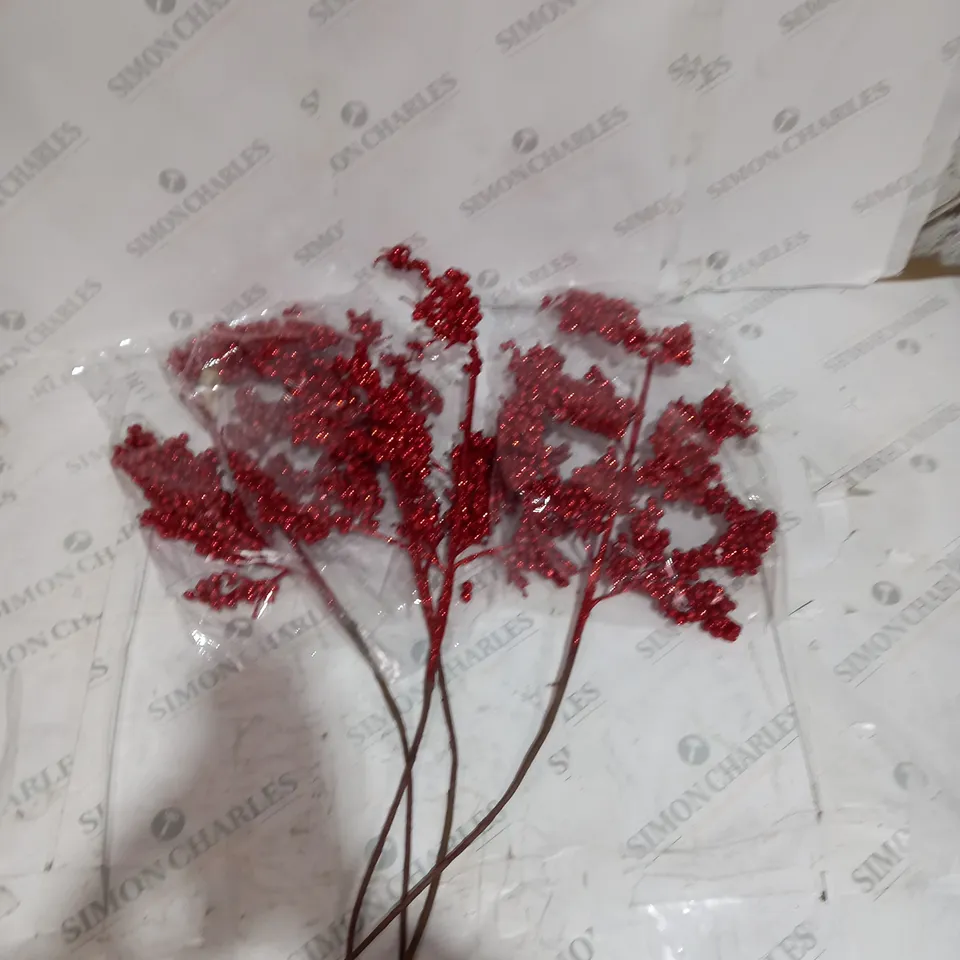4X GLITTERED BERRY STEM RED