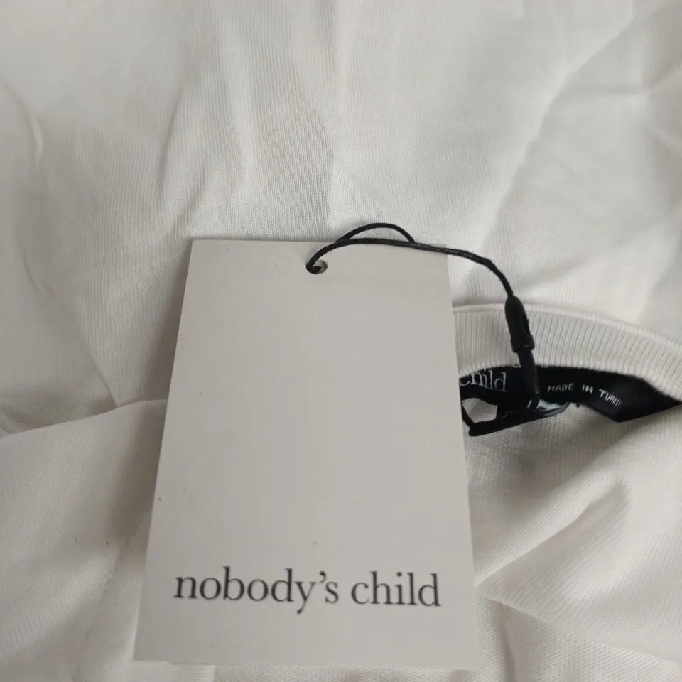 NOBODY'S CHILD JERSEY WHITE FLORAL GRAPHIC OVERSIZED TEE – UK M