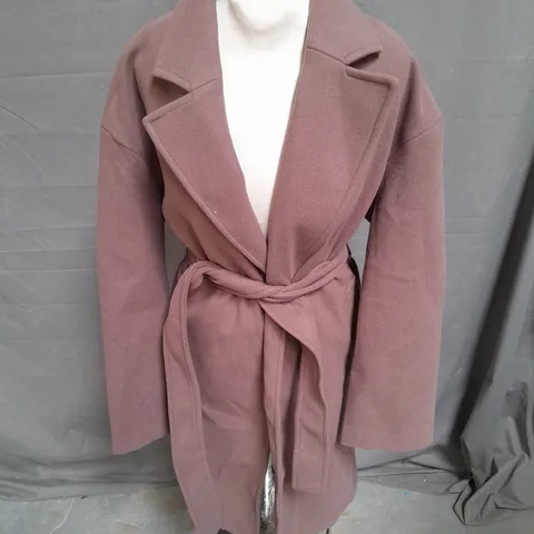 STRADIVARIUS BELTED COAT IN BROWN SIZE L