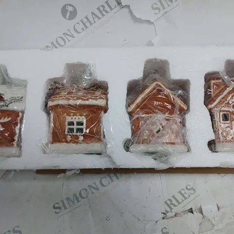 SET OF 4 PRELIT GINGER BREAD HOUSES