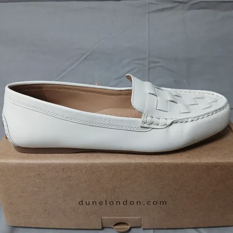 Dune London Greene White Leather Woven Driving Loafer - EU40