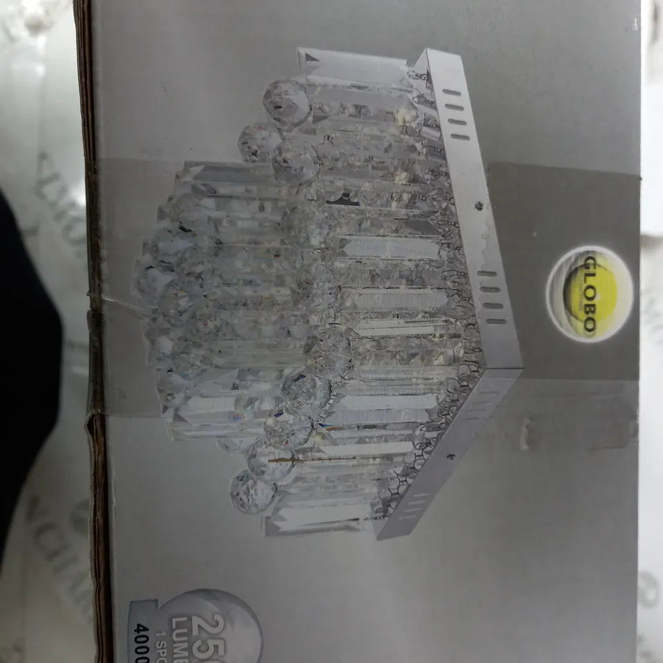 BOXED GLOBO CLEO CEILING LED LIGHT CRYSTAL IN CHOROME 
