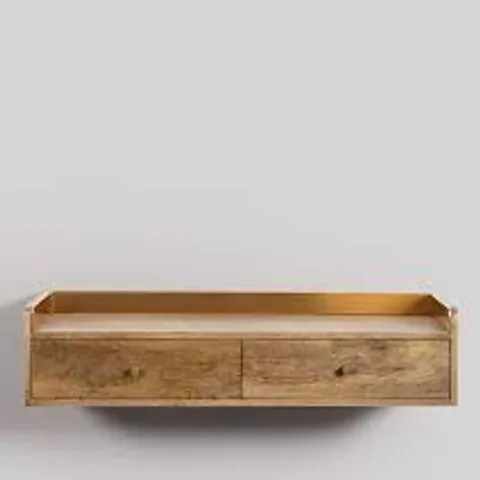 BOXED DESIGNER SWOON FRESCO SCANDI STYLE TV STAND BRASS NATURAL MANGO WOOD