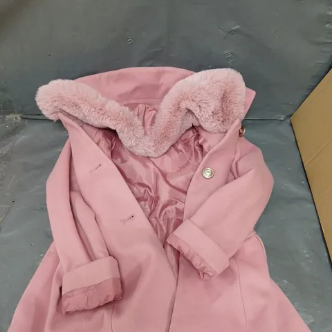 HOODED COLLAR COAT IN PINK - 7-8YRS 