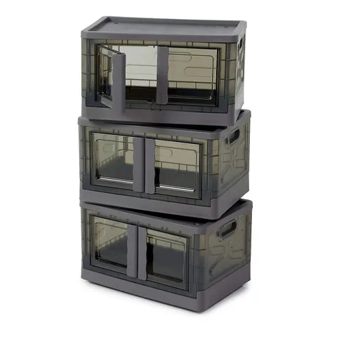 ORGANISED OPTIONS SET OF 3 42L COLLAPSIBLE STORAGE BOXES. UNBOXED