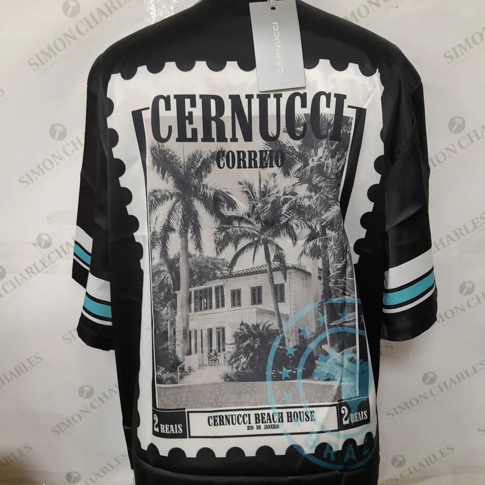 CERNUCCI BEACH HOUSE BOARDER GRAPHIC SATIN SHIT - SIZE LARGE