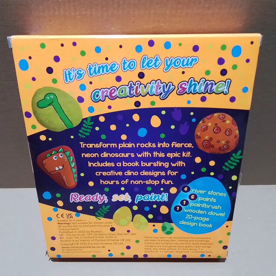 LOT OF 8 BRAND NEW ROCK PAINTING NEON DINOSAUR CRAFT SETS