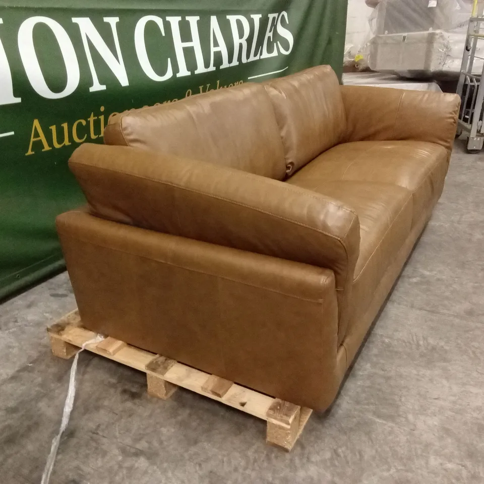 MORENA 3 SEATER LEATHER SOFA - TAN