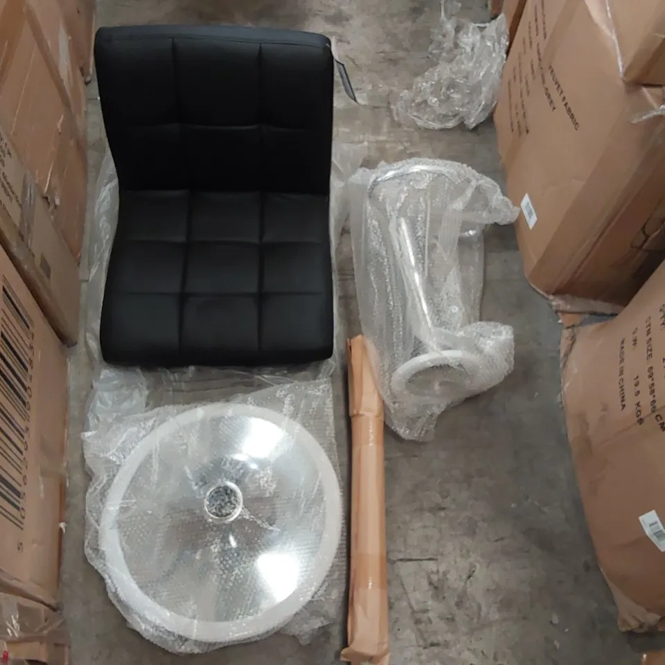 BOXED BLACK PU LEATHER BAR STOOL WITH CHROME BASE (1 BOX)
