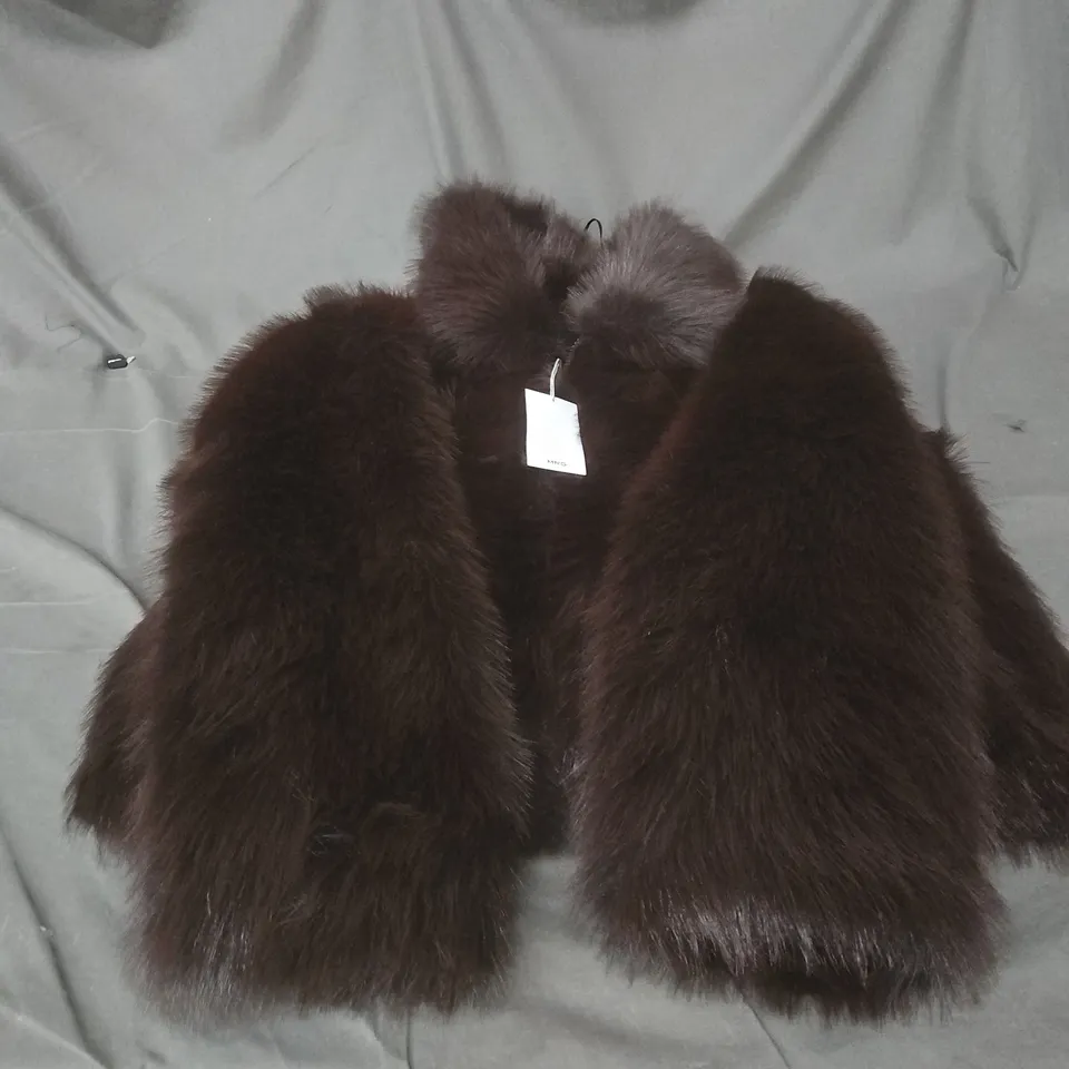 MNG (MANGO) BROWN FUR COAT – WOMEN’S, UK L (VERIFY MODEL)
