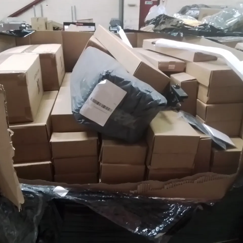 PALLET OF ASSORTED HOUSEHOLD GOODS AND PRODUCTS TO INCLUDE;CAMERA DRONE BAGS,WOODEN WALL SHELF SET,MAT