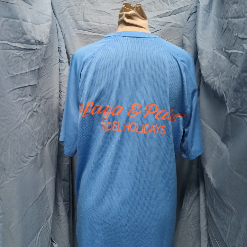 NIKE DRI-FIT SLIM FIT BLUE T-SHIRT – PLAYA & PADEL HOLIDAYS LOGO