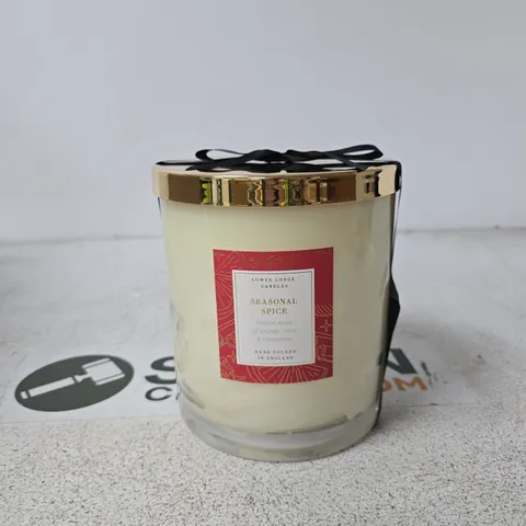LOWER LODGE SEASONAL SPICE CANDLE, 2KG – FROSTED GLASS, GOLD LID