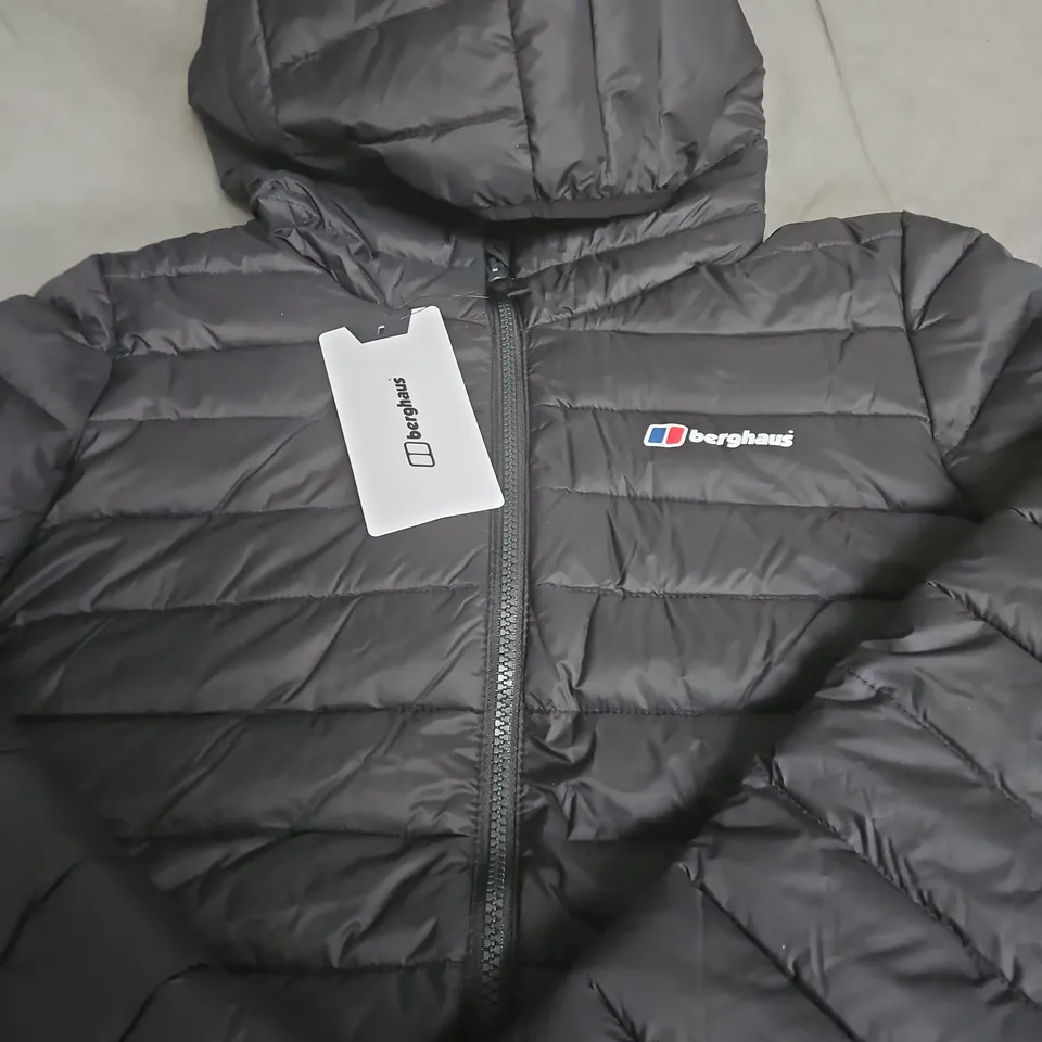 BERGHAUS HOODED PUFFER JACKET - BLACK, YOUTH SIZE 14-15 YEARS