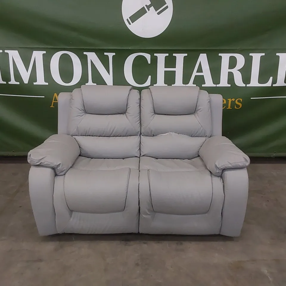 VANCOUVER 2 SEATER MANUAL RECLINER SOFA IN LIGHT GREY PREMIUM FAUX LEATHER 