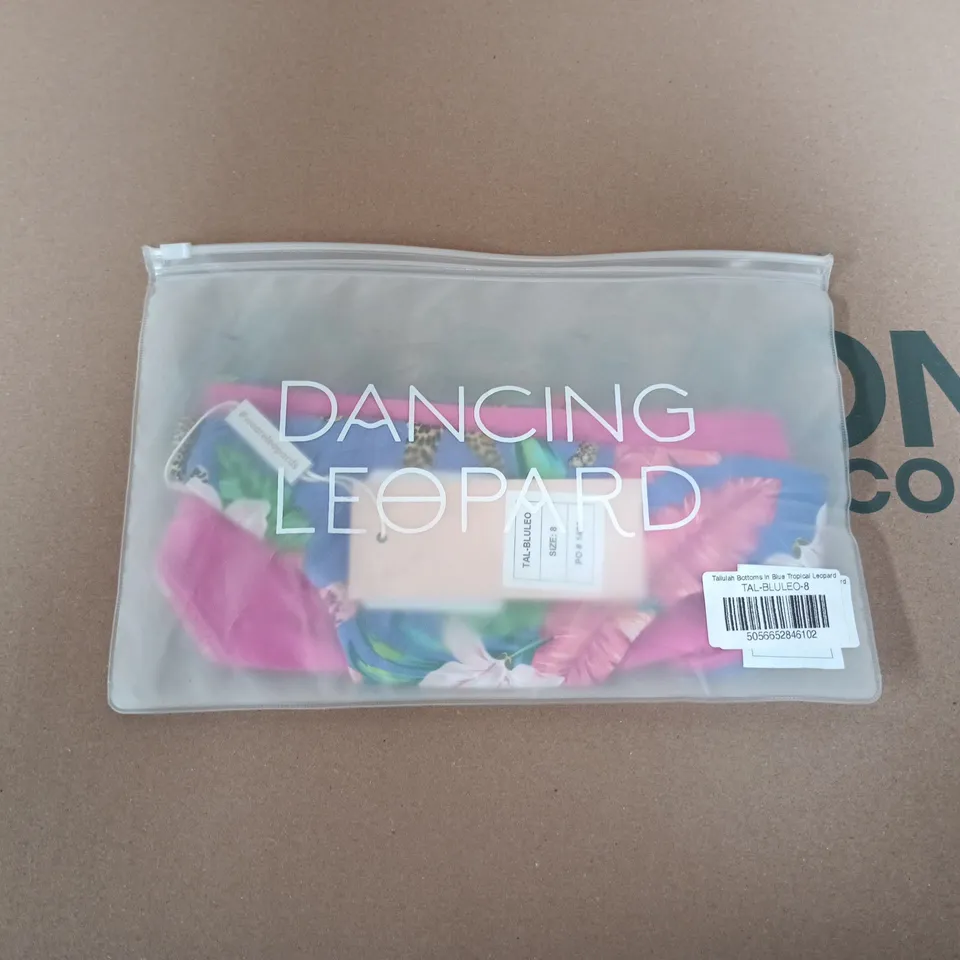 BAGGED DANCING LEOPARD TALLULAH BOTTOMS IN BLUE TROPICAL LEOPARD - SIZE 8