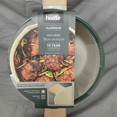 TWO BRAND NEW HOME ALUMINIUM NON-STICK 28CM STOCKPOT – WOOD-EFFECT HANDLE